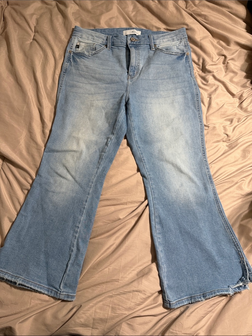 KanCan Light Wash Flare Crop Jeans
